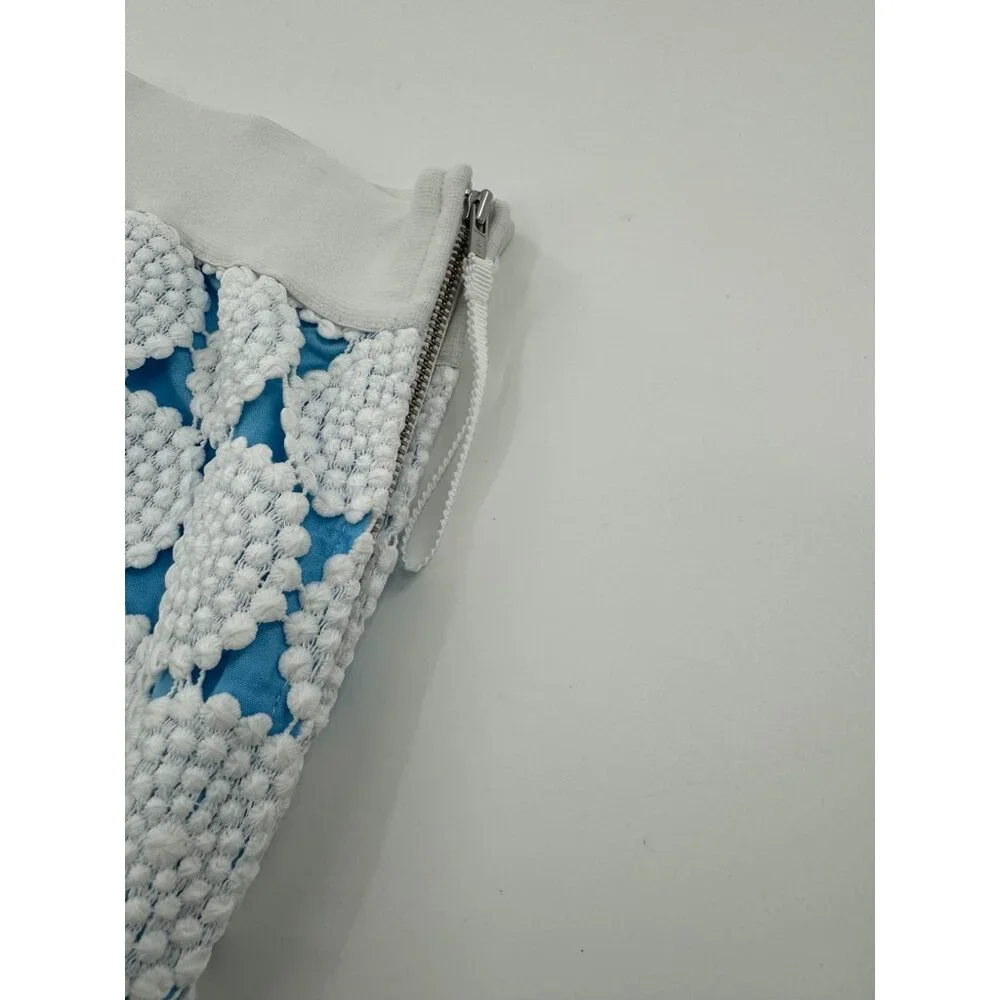 A-Tout- Age Size 8 Mollie Doily White & Blue Crochet Lace Skirt With side Zipper - Picture 6 of 10